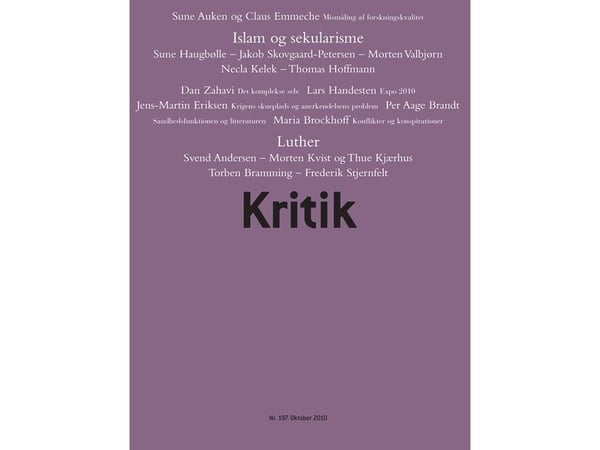 Kritikk, årg. 43, nr. 197 | Frederik Stjernfelt; Lasse Horne Kjældgaard | Språk: Dansk