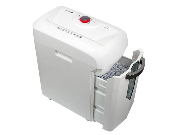 Makulator Olympia MC 306.2, Micro-cut shredding, 22 cm, 19 L, 62 dB, Knapper, 6 min.