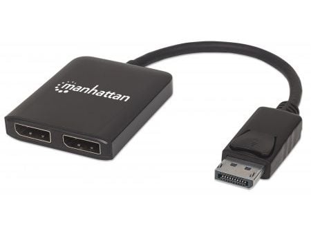 Manhattan 207768, DisplayPort, 2x DisplayPort, 3840 x 2160 piksler, Sort, Plast, 4K Ultra HD