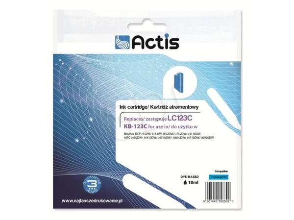 Actis KB-123C, Standard utskriftsproduksjon, Fargestoffbasert blekk, 10 ml, 1 stykker, Enkeltpakke