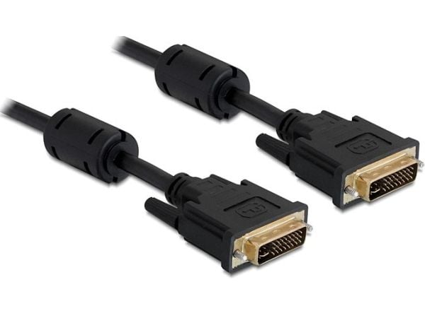 Delock - DVI-kabel - DVI-I (hann) til DVI-I (hann) - 2 m - tommelskruer - svart