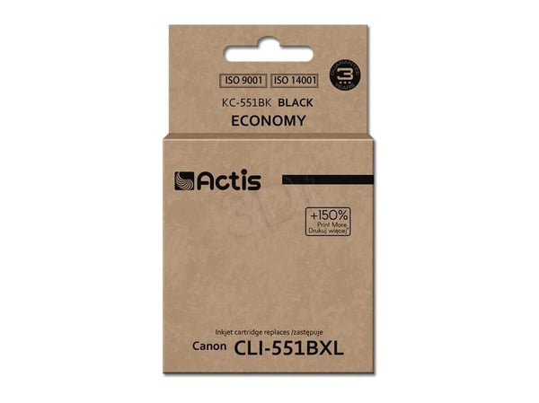 Actis KC-551Bk, Standard utskriftsproduksjon, Svart, Pigmentbasert blekk, 12 ml, 1 stykker, Enkeltpakke