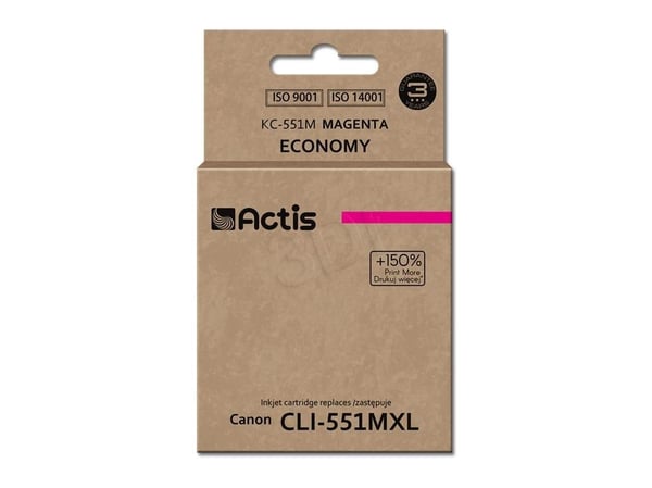 Actis KC-551M, Standard utskriftsproduksjon, Fiolblå, Fargestoffbasert blekk, 12 ml, 1 stykker, Enkeltpakke