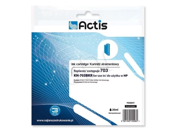 Actis KH-703BKR muste (korvaava HP 703 CD887AE; Standard; 15ml; musta)