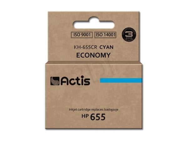 Actis KH-655CR, Standard utskriftsproduksjon, Cyan, Fargestoffbasert blekk, 12 ml, 1 stykker, Enkeltpakke