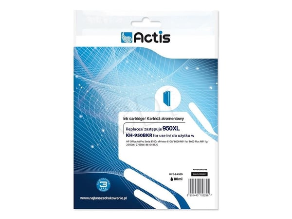 Actis KH-950BKR, Standard utskriftsproduksjon, Pigmentbasert blekk, 80 ml, 1 stykker, Enkeltpakke