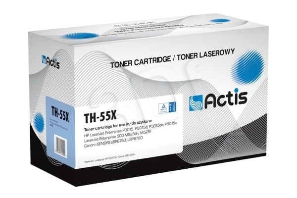 Actis värikasetti TH-55X (korvaava HP 55X CE255X, Canon CRG-724H; Standard; 12500 sivua; musta), 12500 sivua, musta, 1 kpl