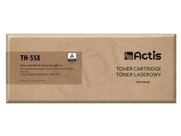 Actis värikasetti TH-55X (korvaava HP 55X CE255X, Canon CRG-724H; Standard; 12500 sivua; musta), 12500 sivua, musta, 1 kpl