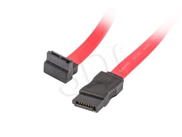 Lanberg - SATA-kabel - Serial ATA 150/300 - SATA (hann) til SATA (hann) vinklet - 50 cm - rød