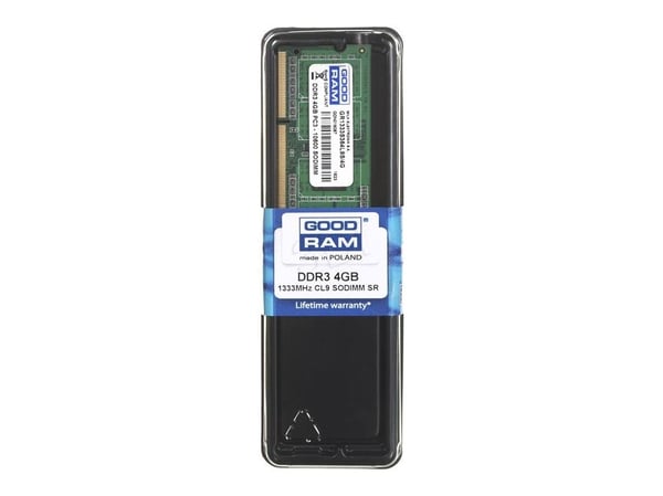 GOODRAM - DDR3 - modul - 4 GB - SO DIMM 204-pin - 1333 MHz / PC3-10600 - CL9 - 1.5 V - ikke-bufret - ikke-ECC