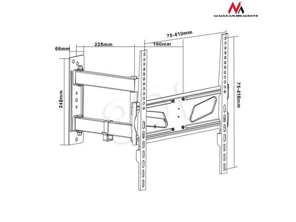 Maclean MC-711 - Konsol - stål - pulverlackerad svart - skärmstorlek: 32"-55" - väggmonterbar