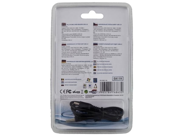 Esperanza EA119 - Kortläsare - allt-i-ett (MS, MS Duo, xD, miniSD, CF, MMCmobile, microSD, MMCplus, SDHC, MS Micro, SDXC) - USB 2.0