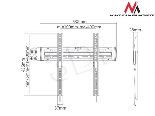 TV-teline Maclean MC-643 32-55" 30kgmusta max VESA 400x400