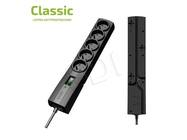 EVER CLASSIC - Overspenningsavleder - AC 250 V - 2500 watt - utgangskontakter: 5 - 3 m kabel - svart