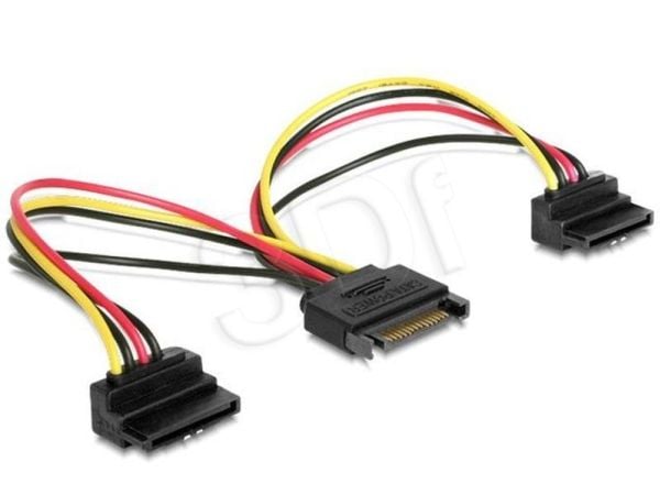 Gembird CC-SATAM2F-02 - Strøm-splitter - SATA strøm (hun) til SATA strøm (han) - 15 cm - 90° stikforbindelse