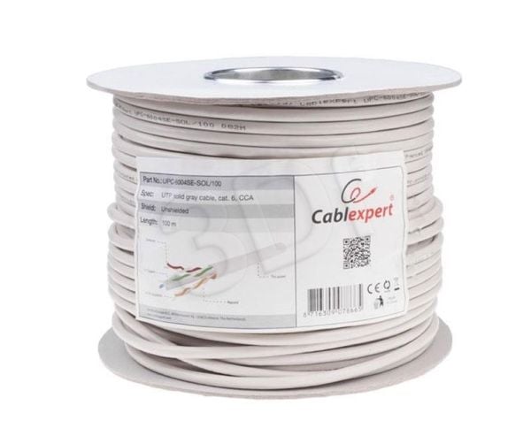 Gembird - Irtokaapeli - 100 m - UTP - CAT 6 - kiinteä - harmaa - harmaa