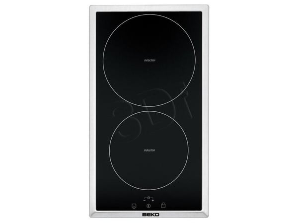 Beko HDMI 32400 DTX - Induksjonskomfyrtopp - 2 plater - bredde: 28.8 cm - dybde: 51 cm - med pynt av rustfritt stål - svart