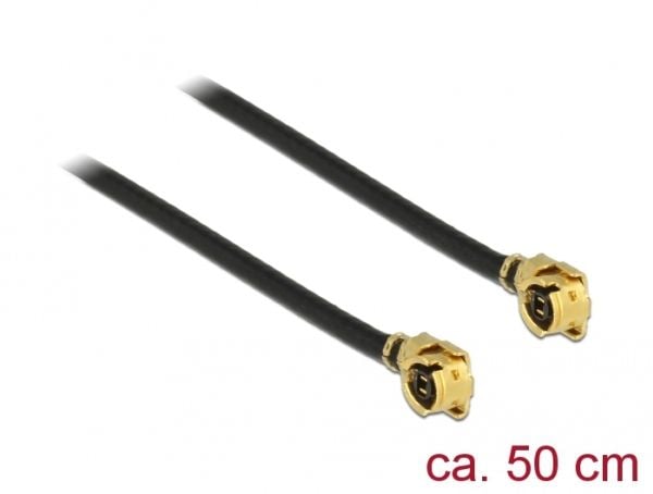 Delock - Antennekabel - MHF/U.FL plugg vinklet til MHF/U.FL plugg vinklet - 50 cm - koaksial - svart