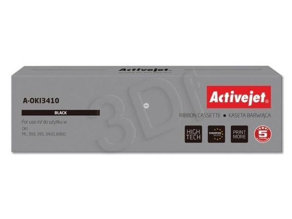 Activejet A-OKI3410, OKI ML: 393, 395, 3410, 8360., Sort, Punkt matrix, 10000000 tegn, Sort, Nylon