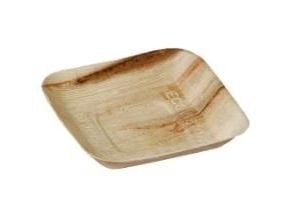 Tallerken 17x17 cm Kvadrat Bionedbrydelig Palmeblad,4 ps x 25 stk/krt