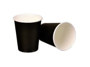 Kaffebæger Pap Ø80xH90mm 25cl 8oz Single Wall Sort,20 ps x 50 stk/krt