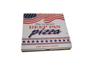 Pizzaæske 29x29x4.5 cm Hvid med Tryk Deep Pan Pizza,100 stk/krt