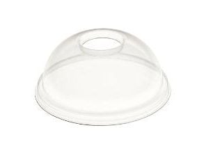 Plastlåg Ø95 mm Kuppel med Hul Bio PLA Klar,100 stk/ps - (100 stk.)