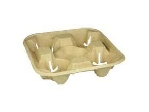 Kopholder Bakke 215x215x42 mm Natur Pap til 4 bægre,65 stk/ps - (65 stk.)