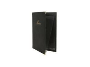 Menu Kortholder A4 Securit klassisk viser 4 A4 sider Læderomslag Sort,10 stk/krt