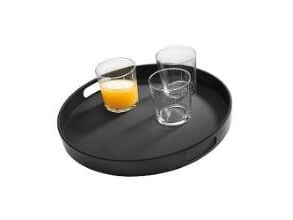 Tjenerbakke Ø35.5x4.5 cm med Kant Anti-slip Melamin Sort,6 stk/pk