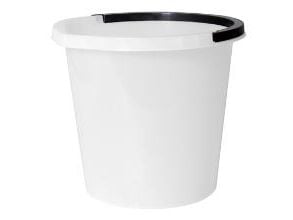 Spand 10 ltr. plast rund med hank hvid