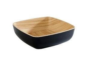 Skål Frida 0.85 ltr 16.5x16.5x5.5 cm Melamin Sort/Trælook,6 stk/pk