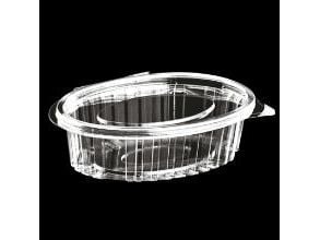 Plastbägare Catersource 250 ml 112x145x42 mm oval gångjärnslock RPET klar, 8 st x 100 st/krt