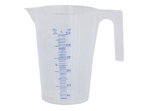Målebæger 0.5 ltr Åben hank Blød plastik PP,96 stk/krt
