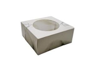 Kakask med gångjärnslock S-Line L190xB190xH80 mm papper med fönster i PLA vit/grå 100 st/fp