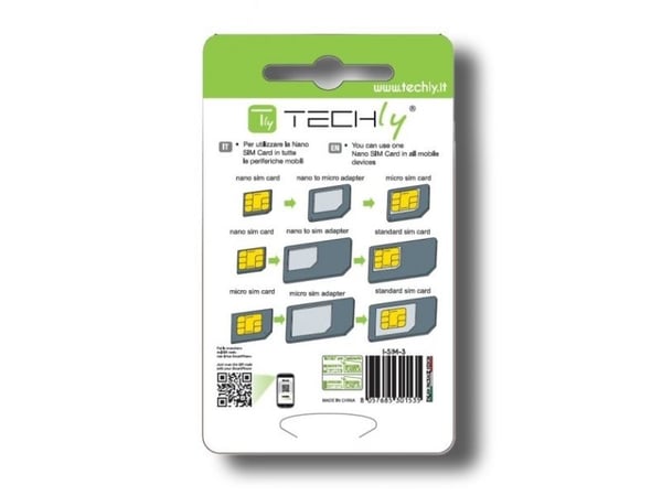 Techly I-SIM-3, SIM-korttiadapteri, Micro-SIM, Nano-SIM, Täysikokoinen SIM, Micro-SIM, 3 kpl, musta, 9 g