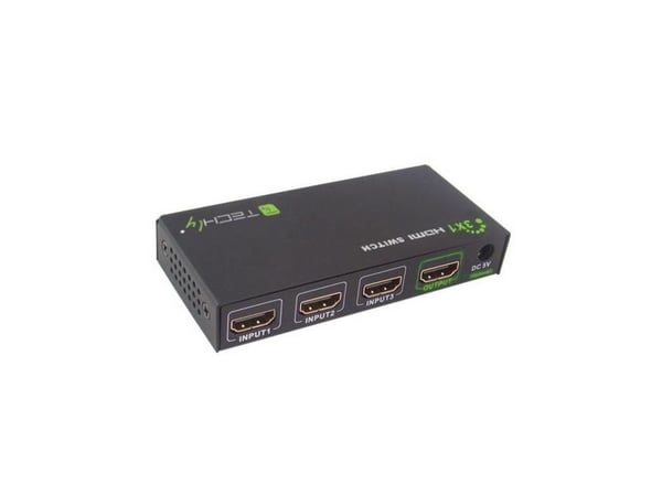 TECHly HDMI 3 IN 1 OUT with Remote Control, 4Kx2K, 3D - Video/audio switch - 3 x HDMI - stasjonær