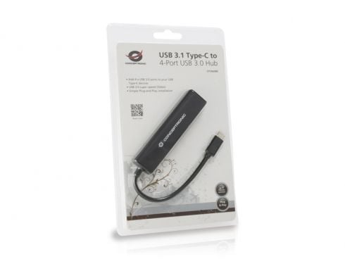 Conceptronic CTC4USB3 - Keskitin - 4 x SuperSpeed USB 3.0 - pöytätietokoneet