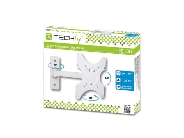 Techly ICA-LCD-2901WH, 94 cm (37"), 75 x 75 mm, 200 x 200 mm, 0 - 12°, Metall, Hvit