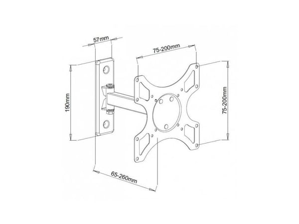 Techly ICA-LCD-2901WH, 94 cm (37"), 75 x 75 mm, 200 x 200 mm, 0 - 12°, Metall, Hvit