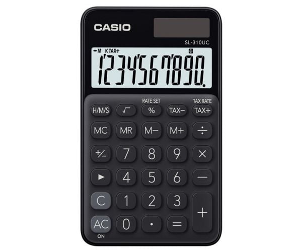 Casio SL-310UC - Kalkulator - 10 sifre - solcellepanel, batteri - svart