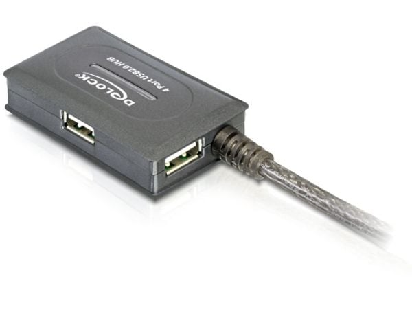 Delock USB 2.0 Extension Cable 10 m active with 4 port Hub - Hub - 4 x USB 2.0