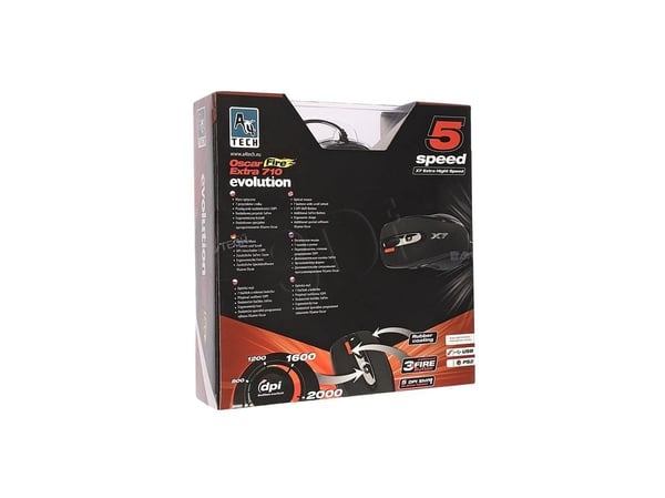A4Tech XGAME Opto Oscar X710 Extra Fire - Mus - optisk - 7 knappar - kabelansluten - USB - svart