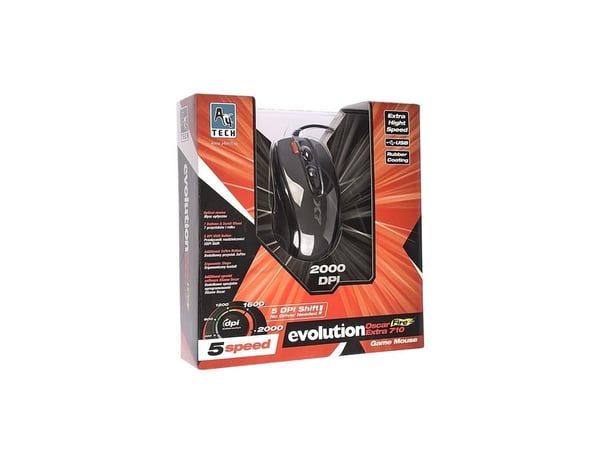 A4Tech XGAME Opto Oscar X710 Extra Fire - Mus - optisk - 7 knappar - kabelansluten - USB - svart