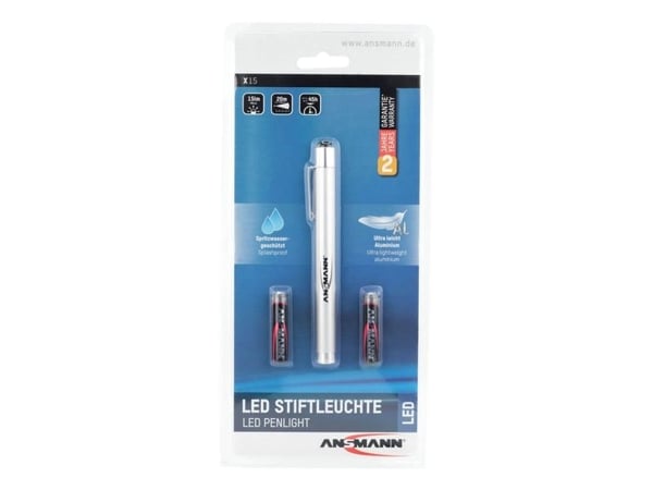 Ansmann X15 LED, Penn-lommelykt, Sølv, Aluminium, LED, 1 lamper, 15 lm