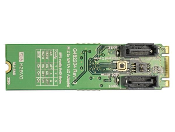 Delock - Kontroller for lagring (RAID) - 2-kanals - SATA 6Gb/s - RAID 0, 1, JBOD - M.2-kort