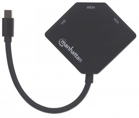 Manhattan 207720, 0,25 m, Mini DisplayPort, DVI-I + VGA (D-Sub) + HDMI, Hankjønn, Hunkjønn, Rett