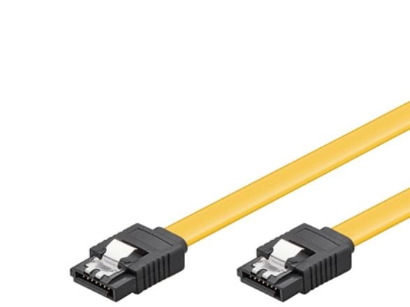Goobay CAK SATA 600-020 CLIP 0.2m, 0.2m, SATA III, SATA 7-pin, SATA 7-pin, Hanstik/Hanstik, Sort, Gul