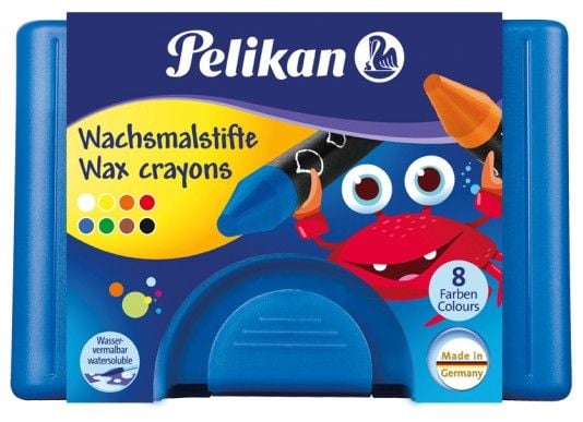 Pelikan 722959, 8 stykker, Sort, Blå, Brun, Grønn, Oransje, Rød, Hvit, Gult, Sort, Blå, Brun, Grønn, Oransje, Rød, Hvit, Gult, Rund, Spiss, Boks