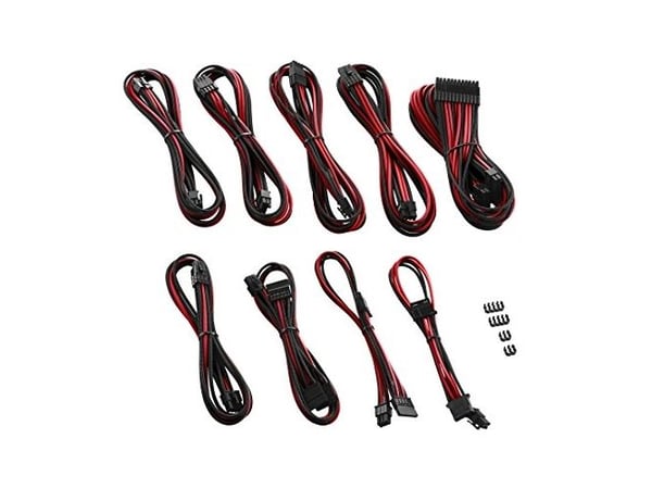 CableMod PRO Series ModMesh C-Series RMi & RMx(Black Label)  Cable Kit - Strømkabelsett - formstøpt - sort / rød